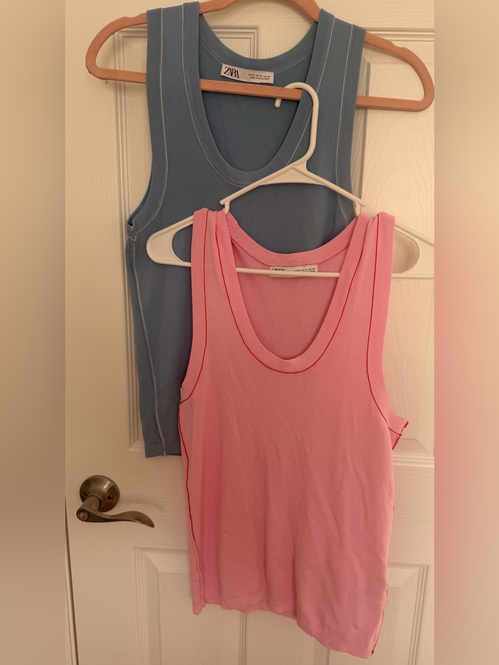2 Zara Ribbed Tank Top Bundle Pink & Blue Size M Y2K NWOT